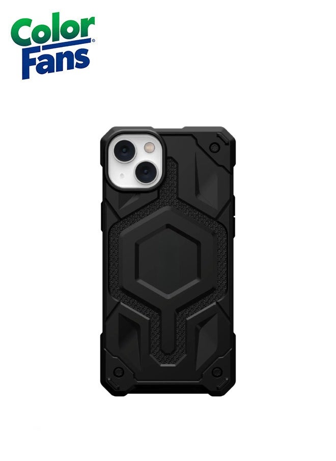Color Fans - Apple iPhone 13 Case, Monarch Pro Kevlar Built-in Magnet Compatible with Magnet Charging Premium Rugged Dropproof Protective Cover - Black - Image 1