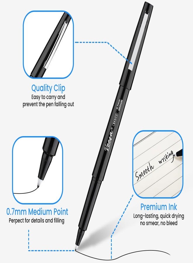 VEESA Felt Tip Pens, 32 Pack, Black, Medium Point (0.7mm), Felt Tip Markers for Writing, Journal, Planner Coloring, Note Taking - Image 4