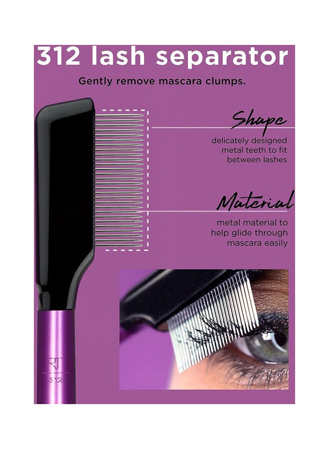 REAL TECHNIQUES Eyeshadow Brush Set, Makeup with Gel Eyeliner Flat Eye and Eyelash Brushes, Purple with Miracle Complexion Sponge (Pack Of 4) Multicolour - Image 4