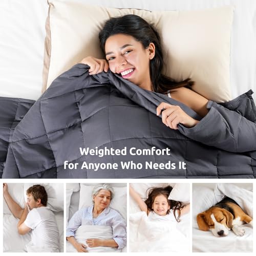 Sivio Weighted Blanket for Adults 100% Cotton, 60"x80" Queen Size 15 lbs, Cooling Summer Heavy Blanket for Sleeping, Breathable Soft Blankets with Premium Glass Beads, Machine Washable, Dark Grey - Image 4