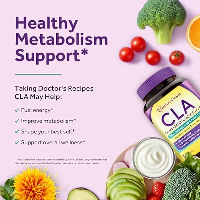 Doctor's Recipes CLA Supplements 2000mg,180 Softgels, 80% Conjugated Linoleic Acid from Safflower Oil, for Women & Men, Non-Stimulating, Support Healthy Metabolism & Lean Mass, Non-GMO - Image 3