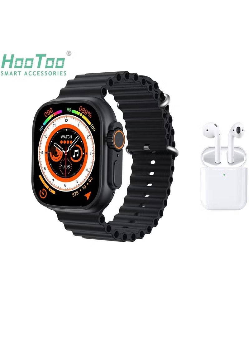 HooToo The best offer smartwatch Ultra GPS and 49mm aluminum Case With Ocean Band Midnight + with Bluetooth Wireless Headphone HT AIRBUDS 13 In-Ear Headset - Image 1