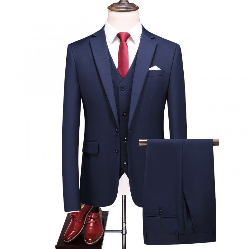Long-Term Men'S Professional Wedding Banquet Suit Three-Piece Casual Light Business Suit Suit - Image 2