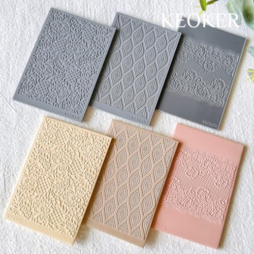 KEOKER Lace Polymer Clay Texture Sheets - Works with Clay Cutter, Same as Texture Roller for Polymer Clay (C) - Image 5
