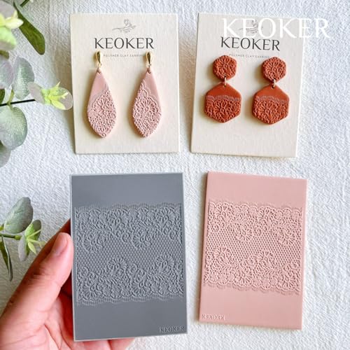 KEOKER Lace Polymer Clay Texture Sheets - Works with Clay Cutter, Same as Texture Roller for Polymer Clay (C) - Image 3