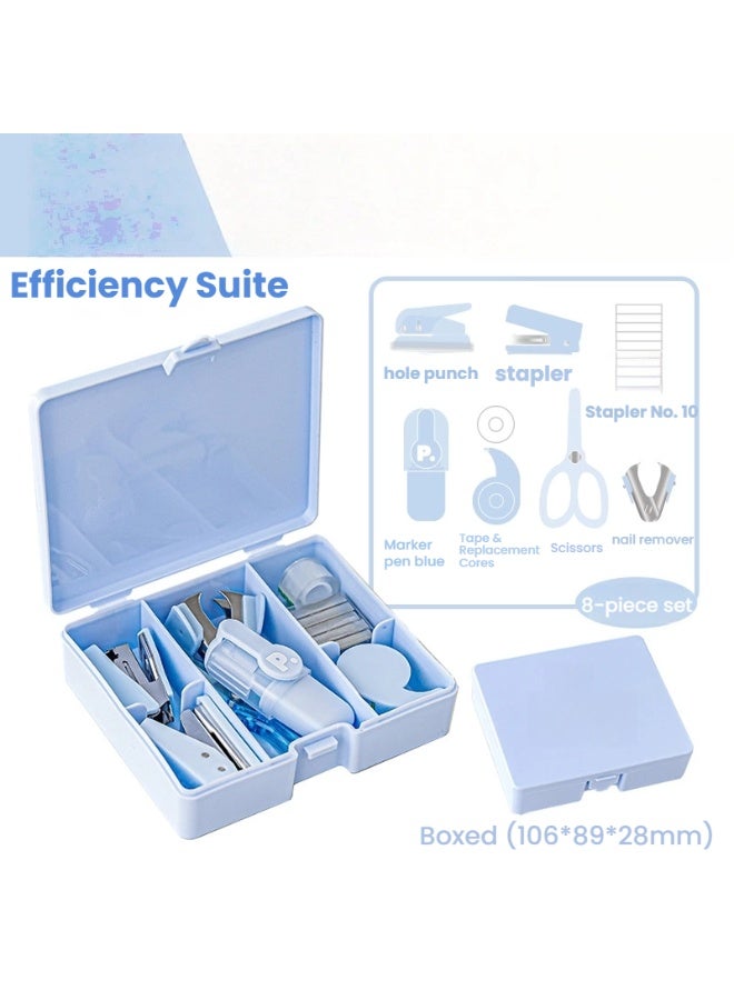 8 Piece Mini Office Stationery Set Compact Efficiency Suite with Stapler Hole Punch Scissors and More Perfect for On the Go Productivity - Image 3