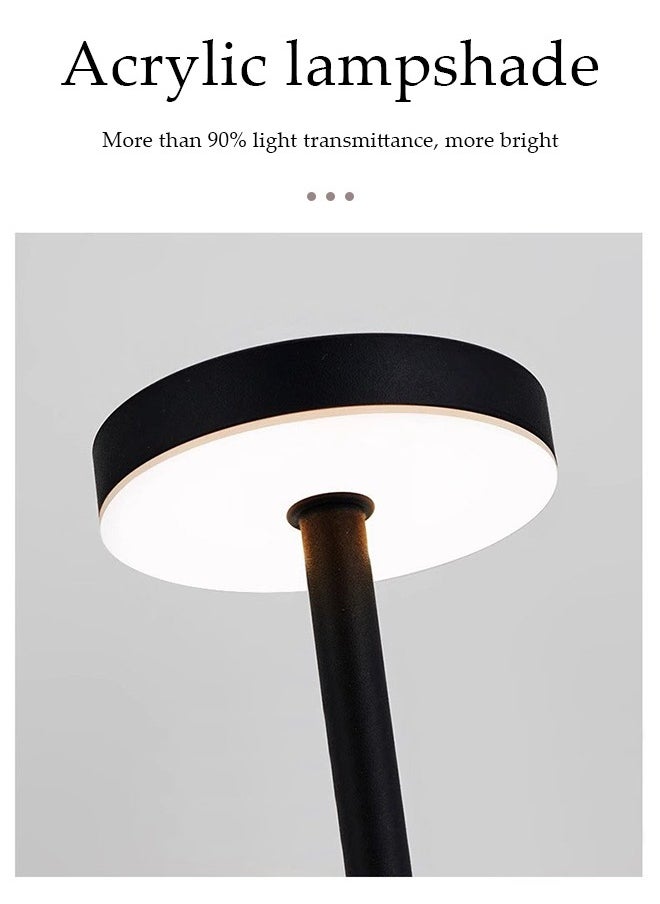 DUNISO Cordless Table Lamp, LED Metal USB Rechargeable 1200mAh Battery Three types of light changes: white light, warm light, and neutral light Brightness Night Light Desk Lamp Reading Lamp for Restaurant/Bedroom/Dormitory (Black)  - Image 5