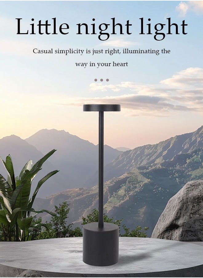 DUNISO Cordless Table Lamp, LED Metal USB Rechargeable 1200mAh Battery Three types of light changes: white light, warm light, and neutral light Brightness Night Light Desk Lamp Reading Lamp for Restaurant/Bedroom/Dormitory (Black)  - Image 4