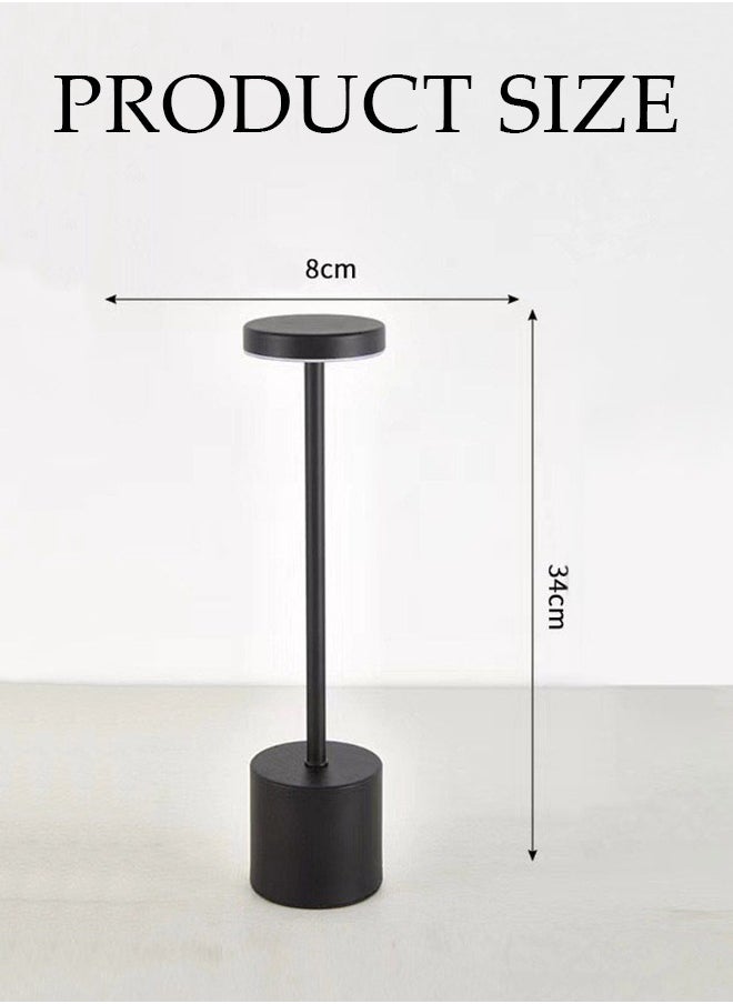 DUNISO Cordless Table Lamp, LED Metal USB Rechargeable 1200mAh Battery Three types of light changes: white light, warm light, and neutral light Brightness Night Light Desk Lamp Reading Lamp for Restaurant/Bedroom/Dormitory (Black)  - Image 2