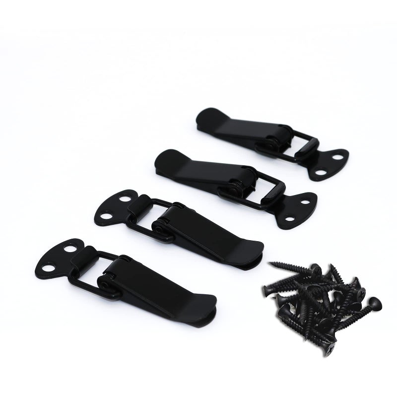 BERYLER Black Toggle Latch, Steel Spring Loaded Toggle Latch, Black Catch Hasp Clamp Clip Lock with Black Steel Drywall Screws for Cabinet, Wooden Case, Box, Chest(4 Pack) - Image 1