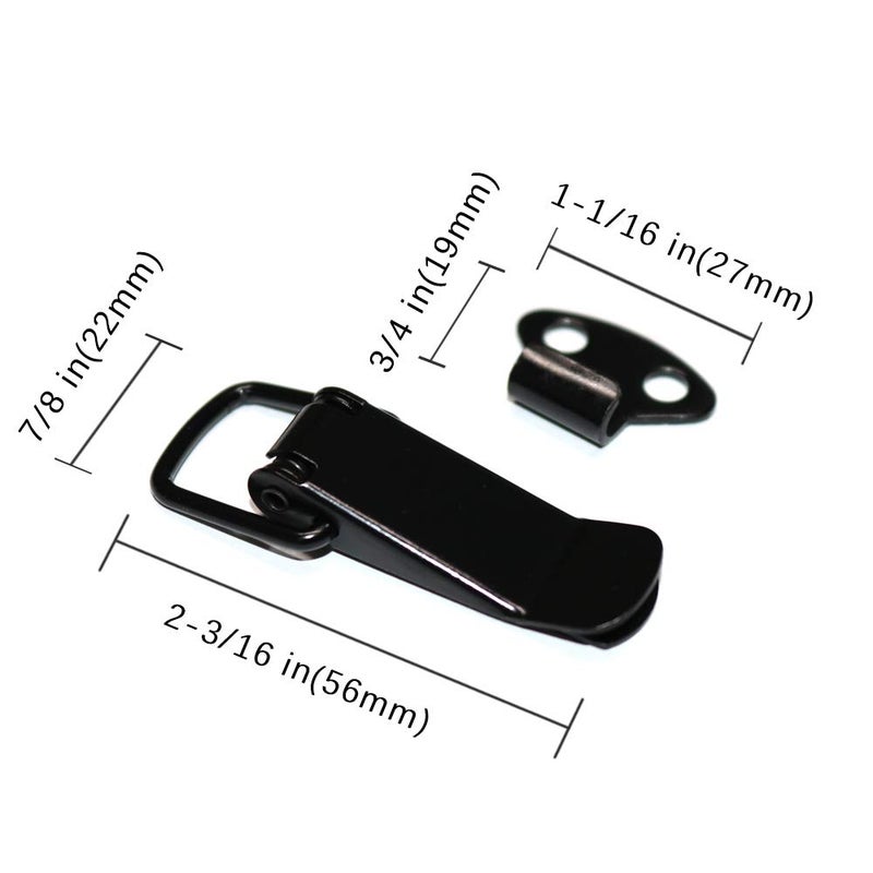 BERYLER Black Toggle Latch, Steel Spring Loaded Toggle Latch, Black Catch Hasp Clamp Clip Lock with Black Steel Drywall Screws for Cabinet, Wooden Case, Box, Chest(4 Pack) - Image 3