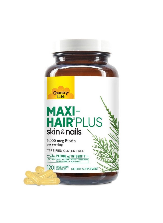 Country Life, Maxi-Hair Plus Biotin, Supports Healthy Hair, Skin and Nails, Daily Supplement, 120 ct - Image 1