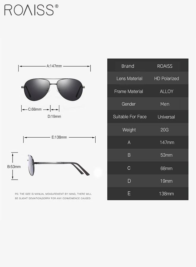 roaiss Men's Aviator Polarized Sunglasses UV400 Protection Sun Glasses with Alloy Frame Fashion Anti-Glare Sun Shades for Men Driving Fishing Traveling - Image 4