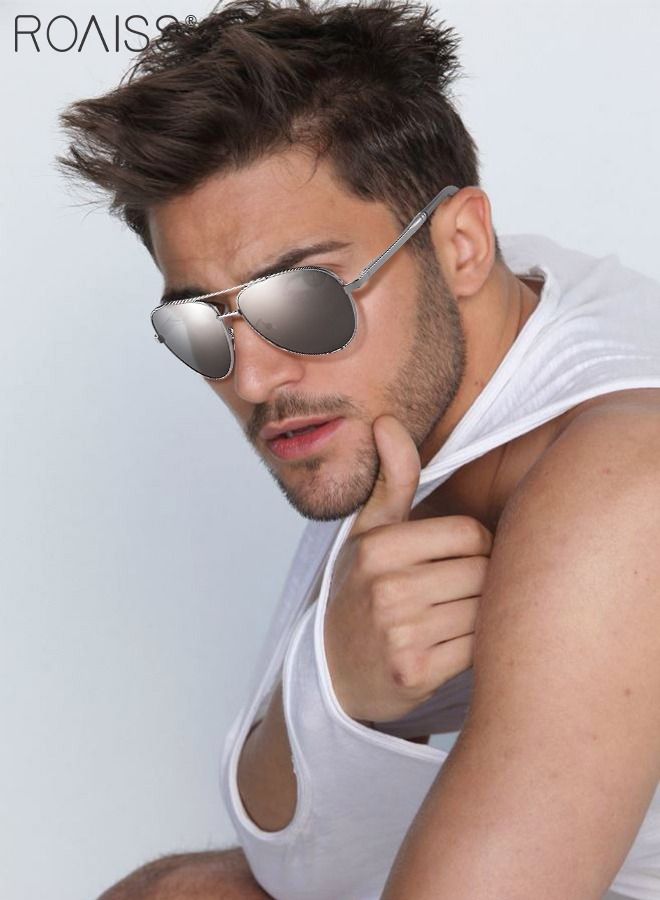 roaiss Men's Aviator Polarized Sunglasses UV400 Protection Sun Glasses with Alloy Frame Fashion Anti-Glare Sun Shades for Men Driving Fishing Traveling - Image 2