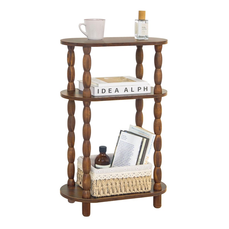 MaxSmeo Small Narrow Side Table, 3-Tier Narrow End Table with Storage, Skinny Side Table Nightstand for Small Space, Bedrooms, Living Room (Rustic Brown) - Image 1