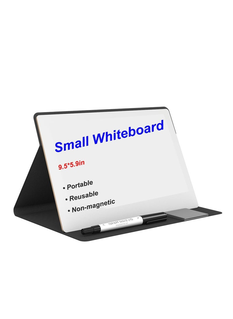 CMGTYYD Small Dry Erase Board, Portable Reusable Desktop Notepad with Stand for Desk, Students Drawing, to Do List, 9.5 * 6.6in Memo White Board for Office, Home, and School (Black)  - Image 1