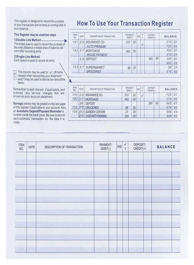 Casmonal 20 Pack Checkbook Register, Check Registers for Personal, Blank Ledger Transaction Registers for Personal or Business Bank, Check Register Book for Checking and Saving Account, Deposit and Credit Card - Image 2