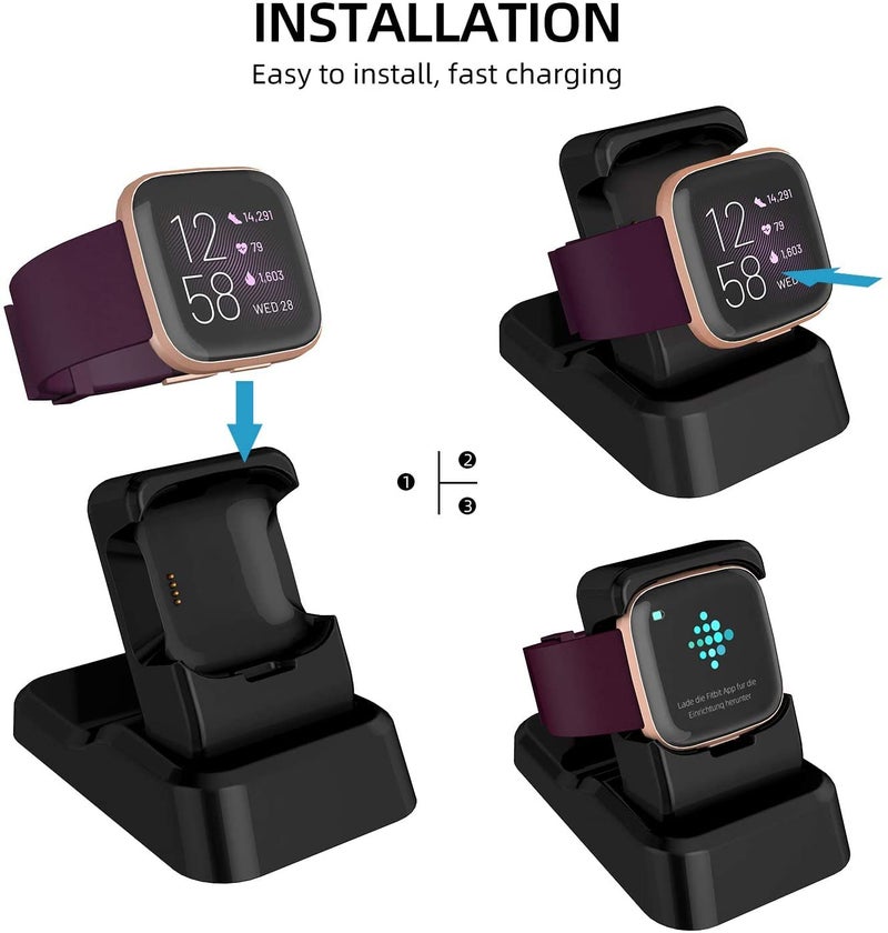 IKNUH KASMOTION Compatible With Fitbit Versa 2 Charger Stand, Replacement Charging Stand Clip Charging Cradle Dock Adapter Holder Compatible With Fitbit Versa 2, Smartwatches - Image 5