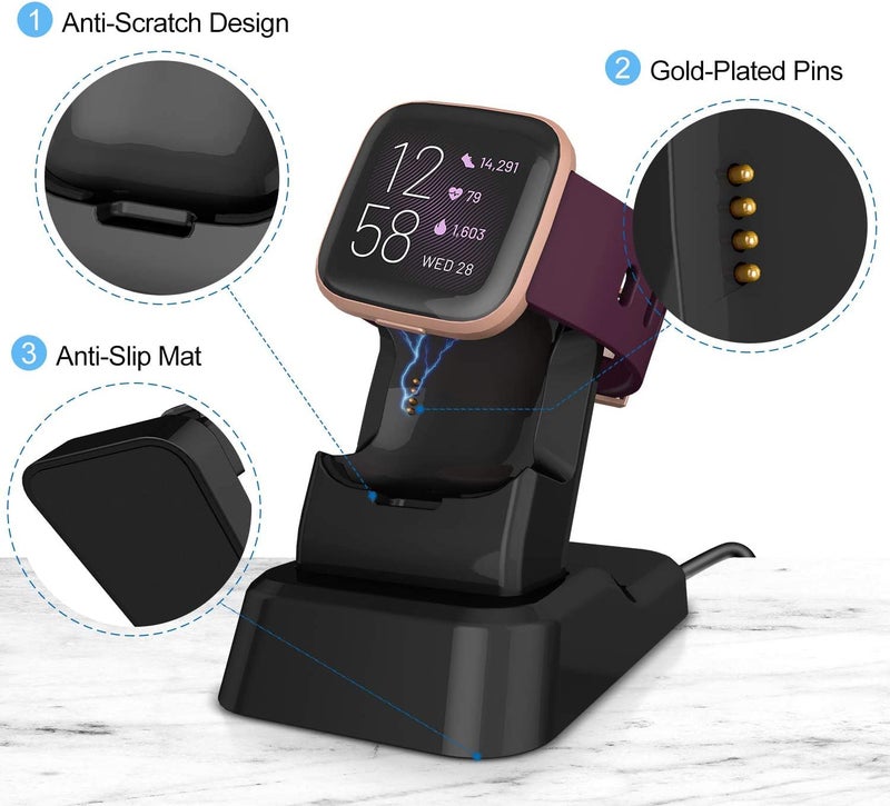 IKNUH KASMOTION Compatible With Fitbit Versa 2 Charger Stand, Replacement Charging Stand Clip Charging Cradle Dock Adapter Holder Compatible With Fitbit Versa 2, Smartwatches - Image 3