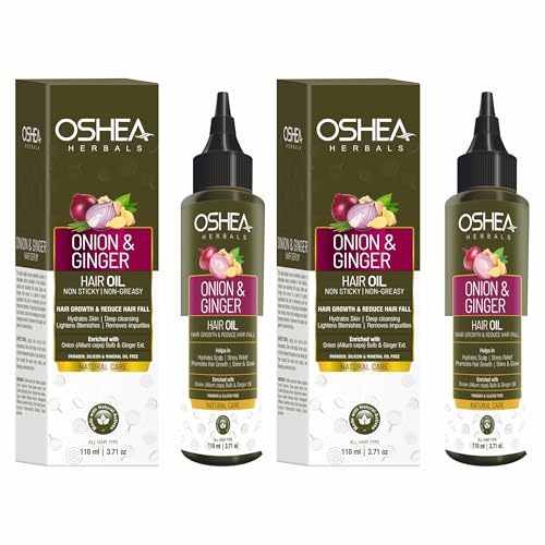 Oshea Herbals Natural Hair Growth Oil | Strengthens Hair, Prevent Hair Fall & Promotes Hair Growth with Healthy Scalp | Enriched with Onion Bulb & Ginger Extract - 110ml (Pack of 2) - Image 1