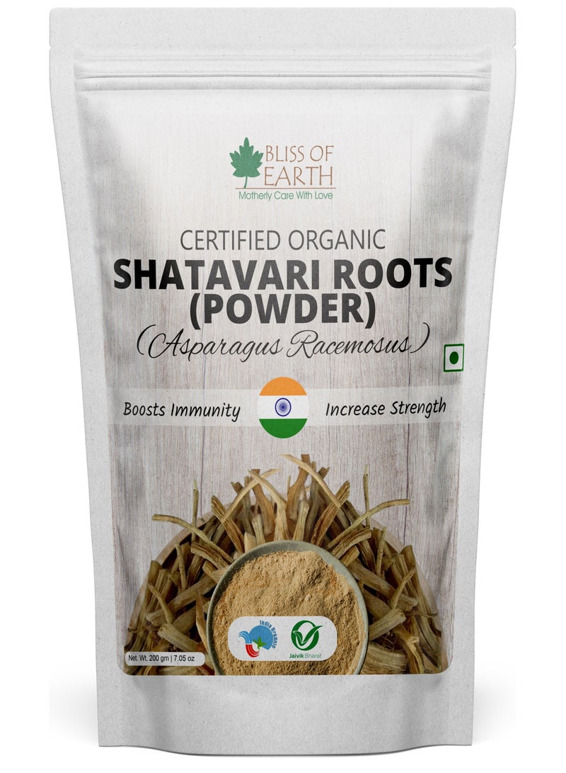 BLISS OF EARTH Shatavari root Powder Orgnaic Asparagus Racemosus Natural & Non-GMO Good for Immunity & Digestion 200gm - Image 1