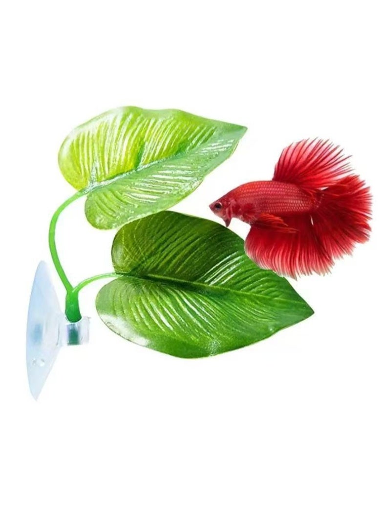 Betta Fish Leaf Hammock Aquarium Decoration, 3-Piece Simulation Plant Set for Resting - Image 2