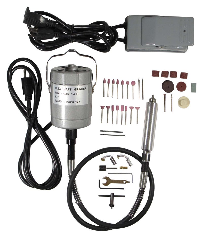 SE Flex Shaft Grinder, Powerful Rotary Tool Kit, Foot Pedal Control, Drilling, Polishing, Carving Multi-function Metalworking Tools, Set of 55 Pcs - Image 1
