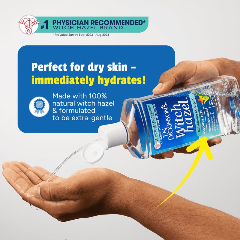 T.N. Dickinson's تونر د. ت. ن. ديكنسون خالي من الكحول من هازل الساحرة | 100% هازل ساحرة طبيعية | يهدئ، يغذي، يرطب البشرة | للوجه والجسم | 16 أونصة سائلة - Image 2