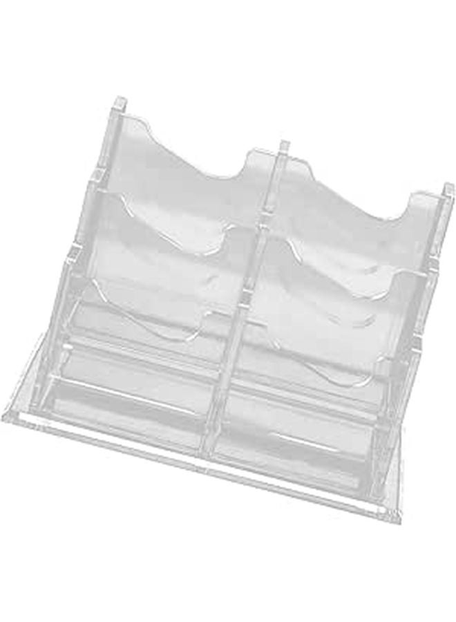 Double Layer 4 Grid Vertical Acrylic Business Card Holder Stand For Office Desk - Image 1