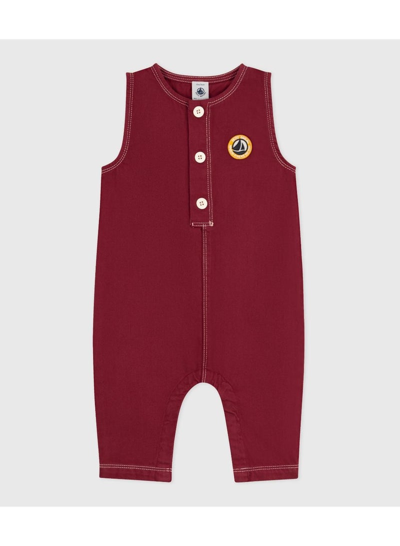 Petit Bateau Babies' long plain denim jumpsuit - Image 1