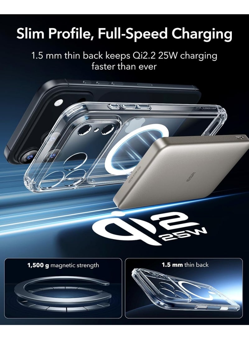 جراب موبايل آيفون 17 برو ماكس (iPhone 17 Pro Max) مضاد للصدمات, غطاء حماية مضاد للخدش يدعم الشحن اللاسلكي ماج سيف, مصنوع من البولي يورثين الحراري عالي الجودة - شفاف - Image 5