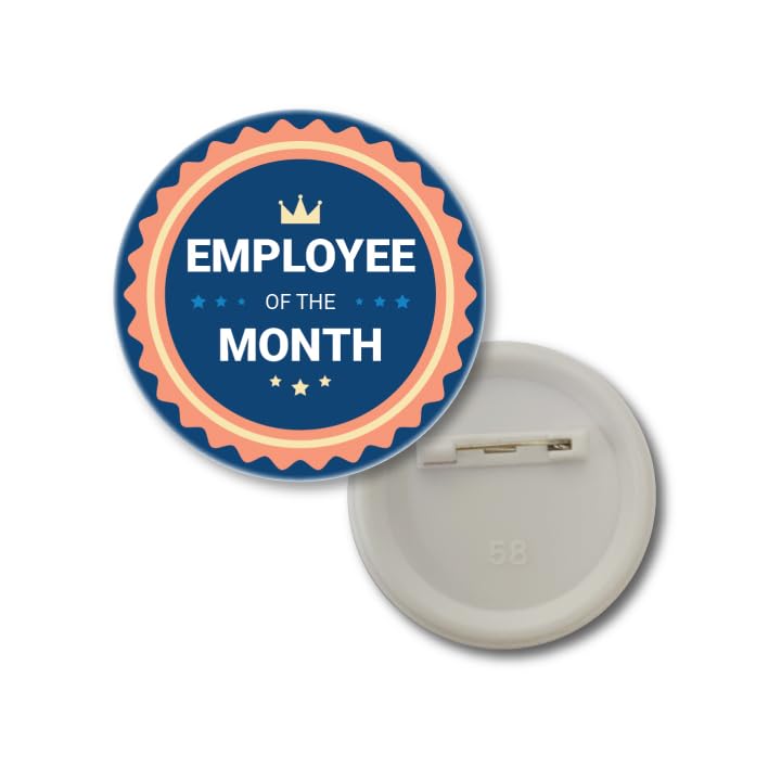 D2c Best Employee of The Month Badge - 58MM Round Pin Back Button - Employee Recognition Award Medal for Office, Events, and Celebrations Pack of 10 D2 - Image 1