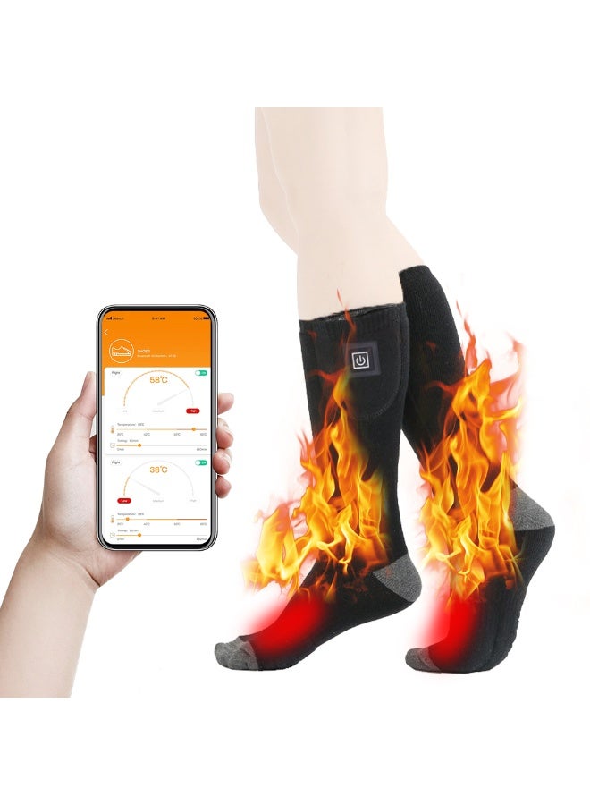Electric Heated Socks for Men Women APP Control Rechargeable Heating Socks Battery Power Winter Warm Socks Feet Warmer for Cold Weather Camping Skiing Hiking Cycling - Image 1
