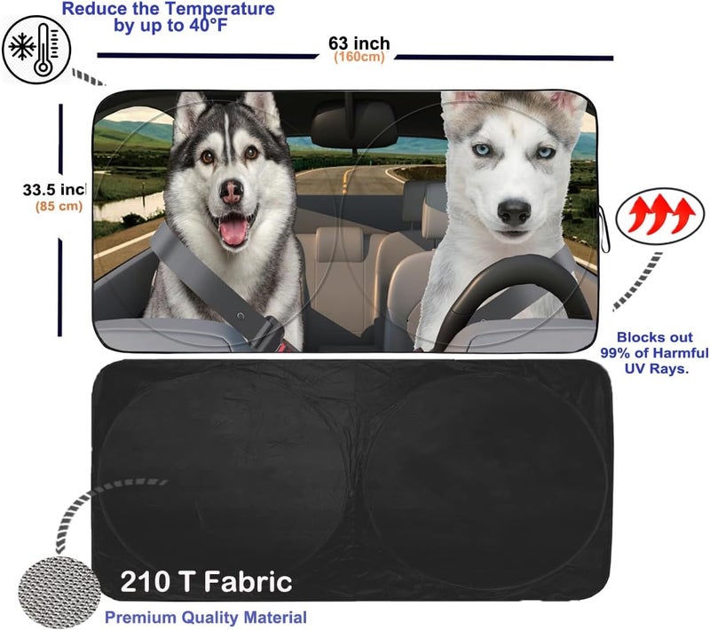 Güvenç Gven Windshield Sun Shade 2024 Newest Sunshade for Car Windshield Front Window Sun Visor Shades FUUNY Design Blocks UV Rays Sun Protection for Car Truck SUV Auto Accessories (Dogs, Large - Image 2