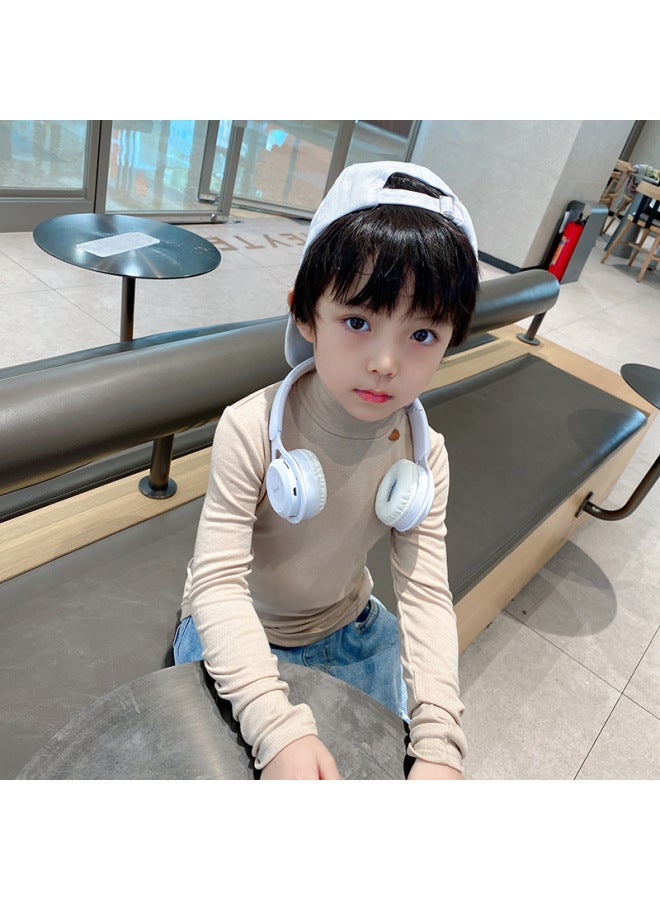 Customizable New Korean Style Kids Base Shirt Solid Color Boys T-shirt Half High Neck Thick Long Sleeve Girls Base Shirt