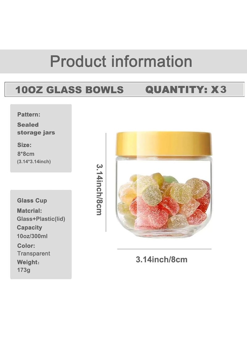 KASTWAVE 3Pcs Glass Sealed Jar, Confectionery Container, Glass Storage Containers, 10oz Kitchen Glass Sealed Storage Jar, with Stackable Sealed Lid for Kitchen Seasoning, Coffee Beans, Tea, Sugar, Vanilla - Image 4