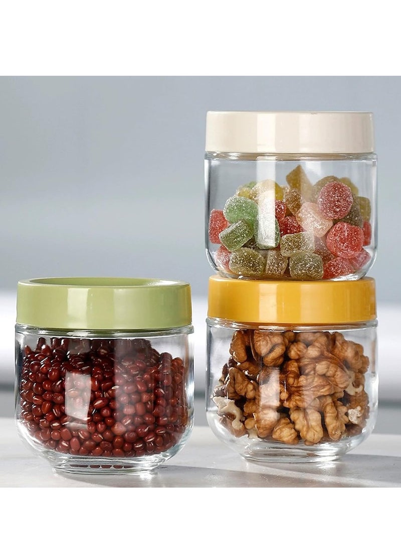 KASTWAVE 3Pcs Glass Sealed Jar, Confectionery Container, Glass Storage Containers, 10oz Kitchen Glass Sealed Storage Jar, with Stackable Sealed Lid for Kitchen Seasoning, Coffee Beans, Tea, Sugar, Vanilla - Image 2
