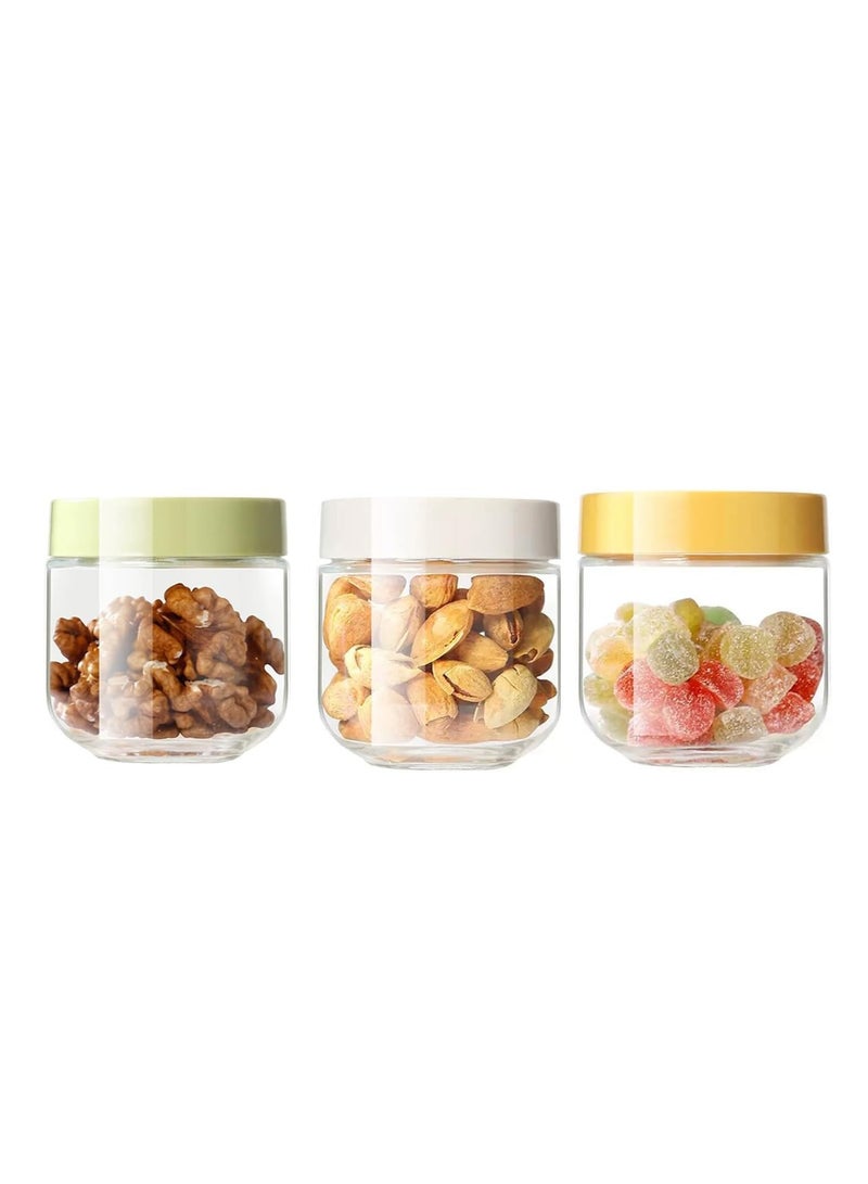 KASTWAVE 3Pcs Glass Sealed Jar, Confectionery Container, Glass Storage Containers, 10oz Kitchen Glass Sealed Storage Jar, with Stackable Sealed Lid for Kitchen Seasoning, Coffee Beans, Tea, Sugar, Vanilla - Image 1