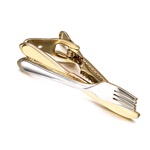 Yoursfs Fork and Knife Tie Clip for Men Double Color Tie Clips Personalized Cool Tie Bar - Image 4