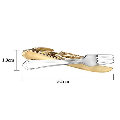 Yoursfs Fork and Knife Tie Clip for Men Double Color Tie Clips Personalized Cool Tie Bar - Image 2