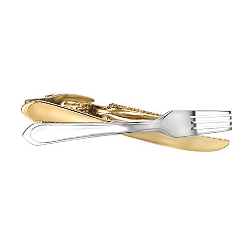 Yoursfs Fork and Knife Tie Clip for Men Double Color Tie Clips Personalized Cool Tie Bar - Image 3
