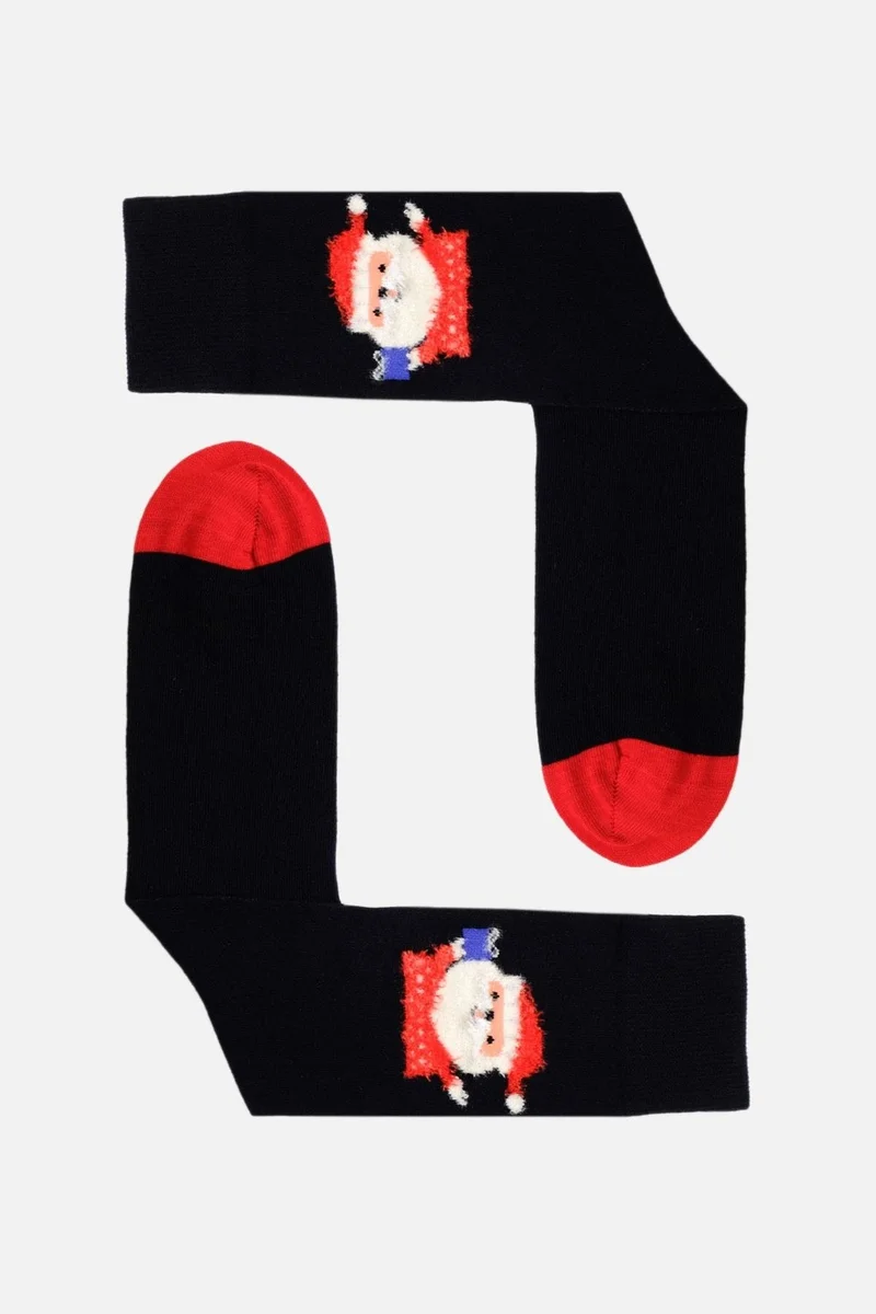 Aytuğ Men's Cotton Single Black New Year Themed Socks - A-49008-S2