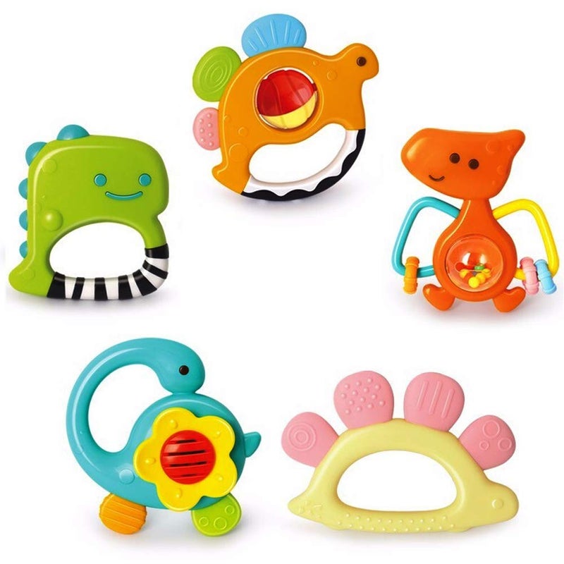 Yiosion Baby Rattles Sets Teether, Shaker, Grab and Spin Rattle, Musical Toy Set, Early Educational Toys Gifts for 3, 6, 9, 12 Month Baby Infant, Newborn - Image 1