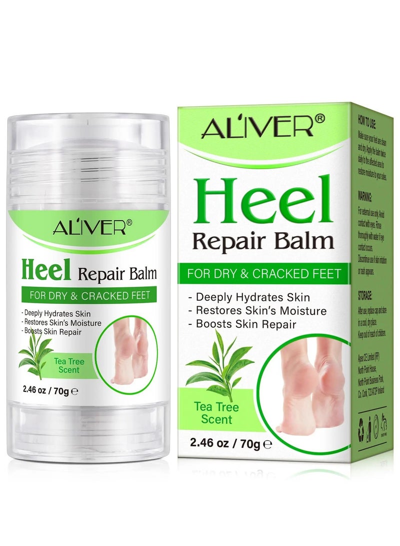 ALIVER 70g Cracked Heel Repair Balm Tea Tree Extract Foot Cream for Cracked Heels and Dry Skin Cracked Heel Repair Balm with Shea Butter & Olive Oil Hydrates and Softens Dry Feet  - Image 1