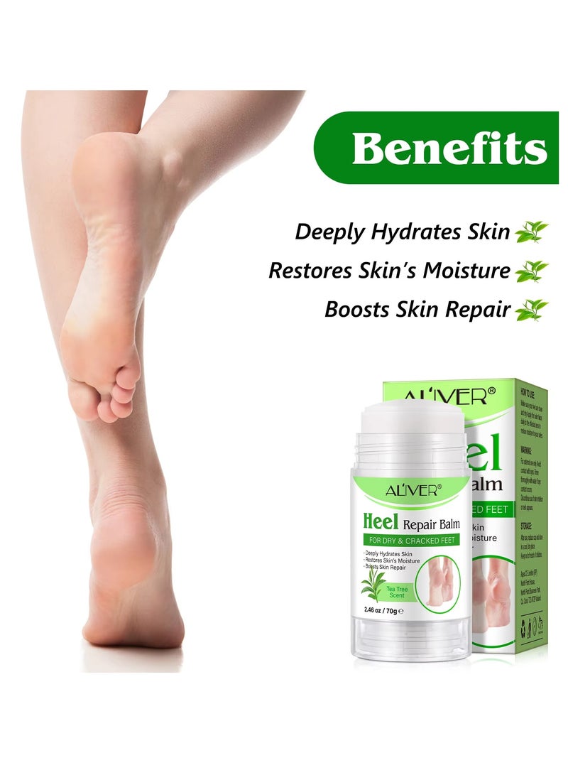 ALIVER 70g Cracked Heel Repair Balm Tea Tree Extract Foot Cream for Cracked Heels and Dry Skin Cracked Heel Repair Balm with Shea Butter & Olive Oil Hydrates and Softens Dry Feet  - Image 4