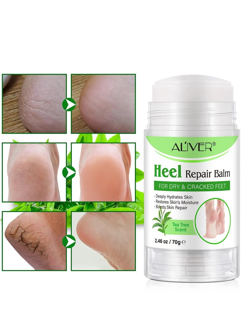 ALIVER 70g Cracked Heel Repair Balm Tea Tree Extract Foot Cream for Cracked Heels and Dry Skin Cracked Heel Repair Balm with Shea Butter & Olive Oil Hydrates and Softens Dry Feet  - Image 3