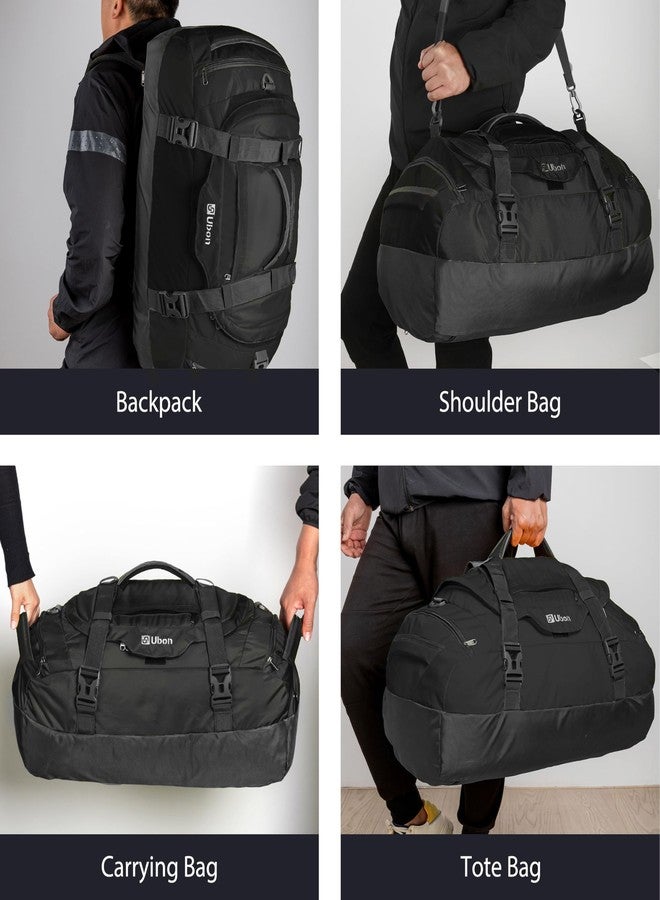 أوبون حقيبة سفر أوبون دافل، حقائب سفر للأمتعة، مناسبة للصالات الرياضية والرياضة والتخييم والسفر (أسود، 55 لتر) - Image 4