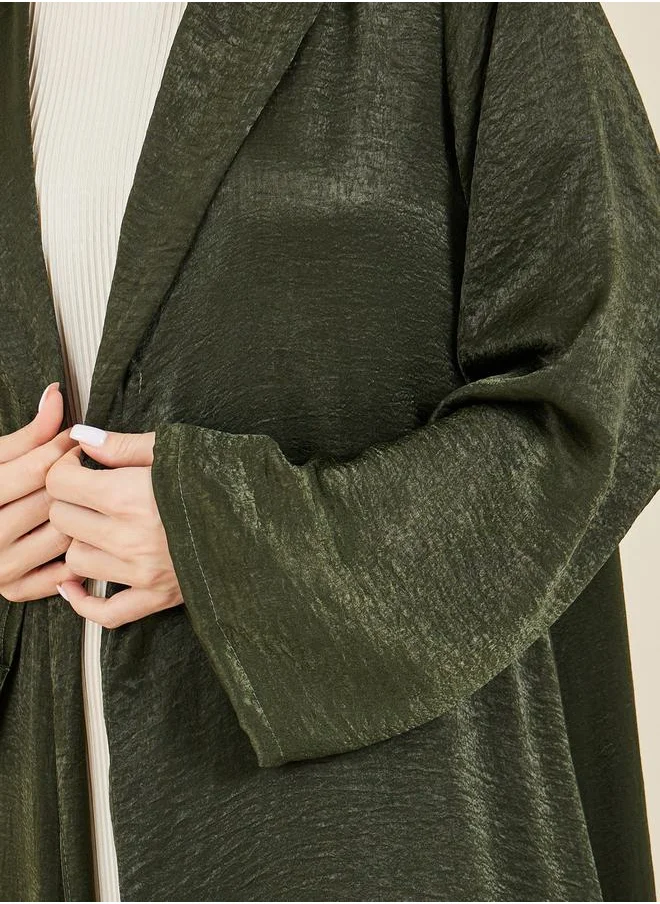 ستايلي Lapel Collar Abaya in Hammered Satin