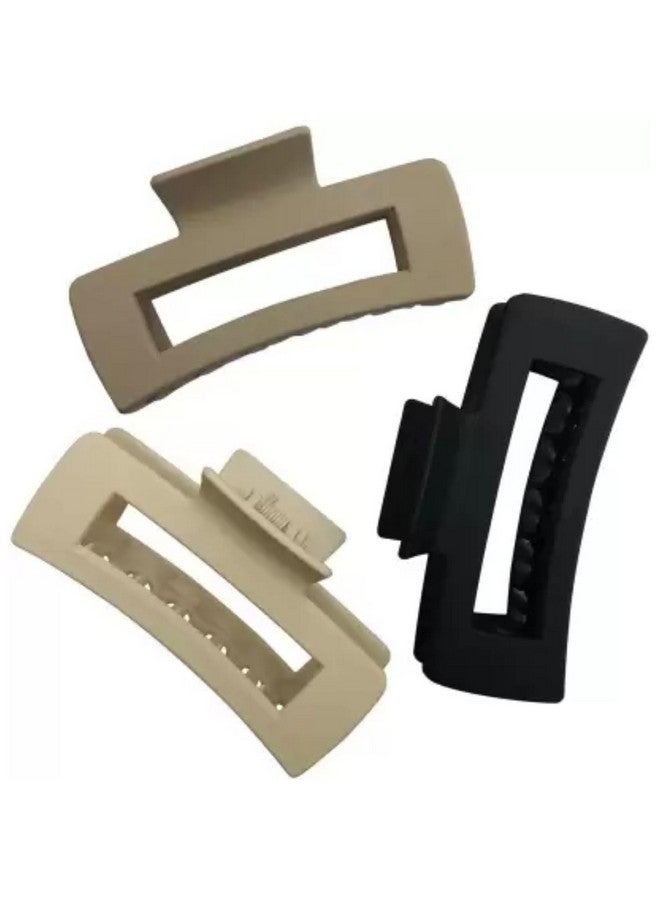 DN Creation مشابك شعر بلاستيكية مستطيلة من DN Creation بلون صلب غير لامع، مشابك شعر غير قابلة للانزلاق، ملحقات تصفيف الشعر كبيرة الحجم - ألوان متنوعة (عبوة من 3) - Image 1