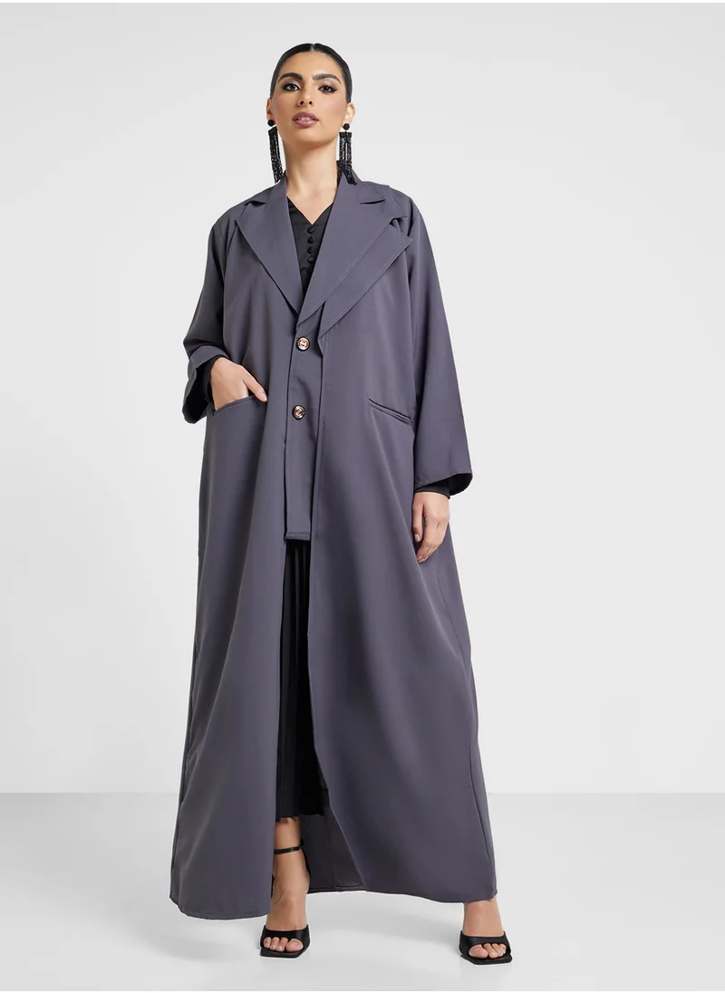 Khizana Trench Abaya With Sheila